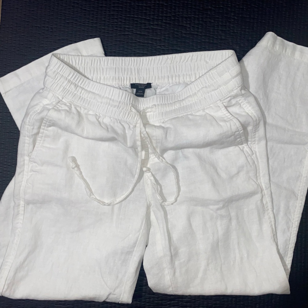 Ann Taylor, size 00 , white linen pants I will say straight fit